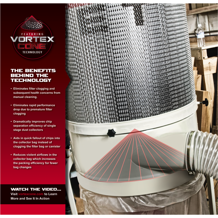 JET DC-1200VX-CK3 Dust Collector, 2-Micron Canister Filter, 2 HP, 3Ph 230/460V-710704K